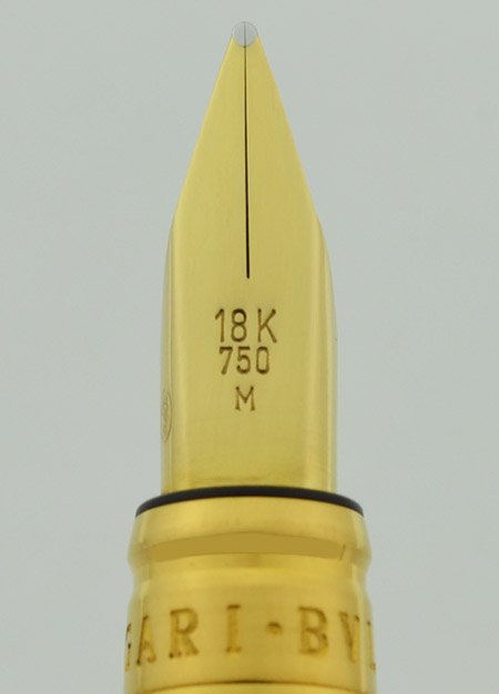 Bulgari Fountain Pen Grey W Gold Cap 18k Medium Nib Near Mint 